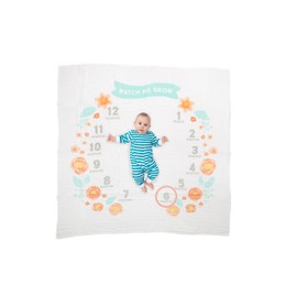 Pearhead Pearhead Watch Me Grow Monthly Milestone Photo Blanket Keepsake Set, Pink, Floral