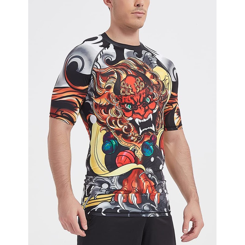 LAFROI CLY08D Men's Short-Sleeved Compression Shirt UPF 50+ Rash Guard,