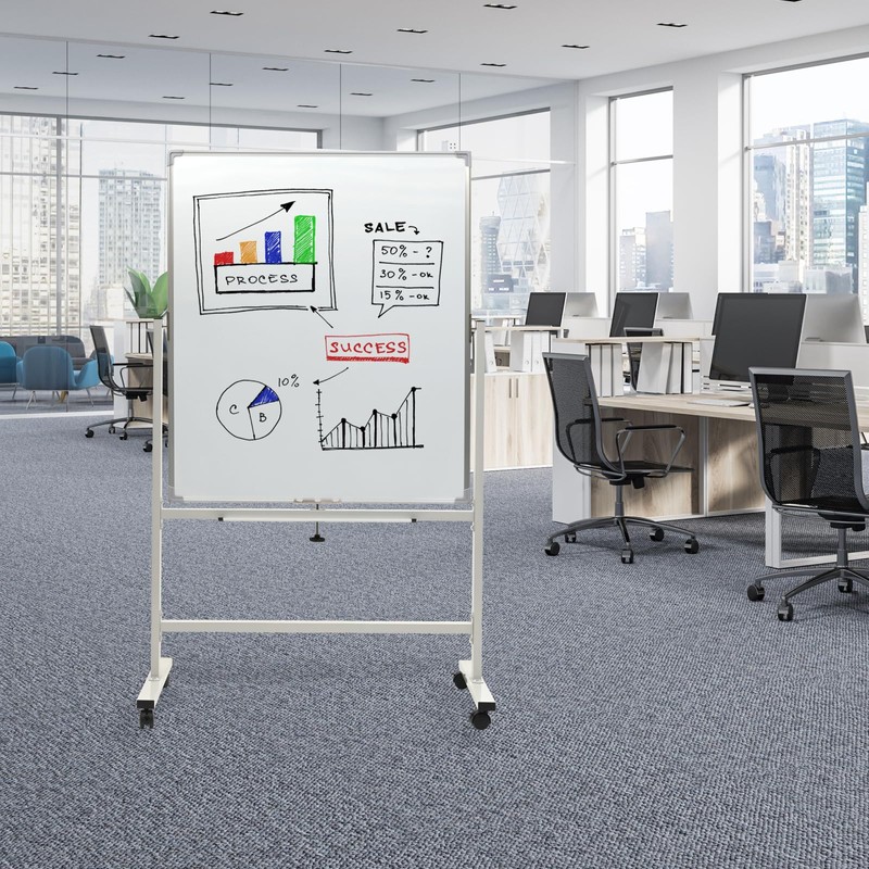 Excello Global Products 36" x 42" Reversible Whiteboard on Wheels