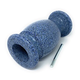 OPTIMUM Memorial Cemetery Flower Vase - Plastic (Blue Granite) with Metal Ground Spike, Grave Marker, Decorations for Gravesite, Headstone Flowers Holder, Garden Lawn & Yard
