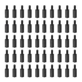 YOKIVE 50 Pcs M2.5 Standoff Screws, Nylon Hex PCB Standoffs with High Insulation Effect, Keep Height Consistent, Great for Motherboard (Black, 8mm+6mm)