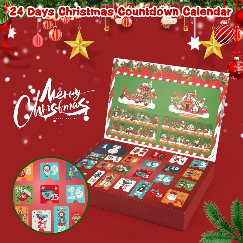 KAHEIGN Christmas Advent Calendar Building Blocks Blind Box