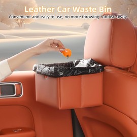 Qirc New Leak-Proof Car Trash Can, Universal Hanging Auto Garbage Bag, Multi-Use Organizer for Outdoor Traveling, Foldable Trash Bin for Truck, SUV, Home, Office (White)