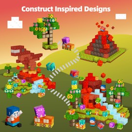 GobiDex Magnetic Blocks Dinosaur Toys, Magnetic Building Blocks Volcano Jurassic Dinosaur Games for Toddlers Sensory STEM Toys for Kids Ages 3-5 4-8, Birthday Gifts for 3+ Year Old Boys Girl Kids Toys