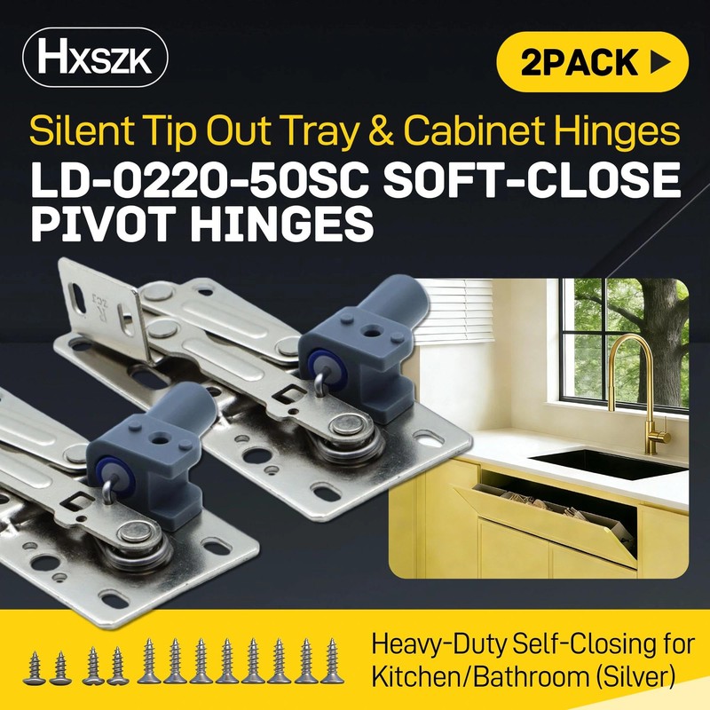 Hxszk LD-0220-50SC Soft-Close Pivot Hinges 2-Pack, Silent Tip Out Tray