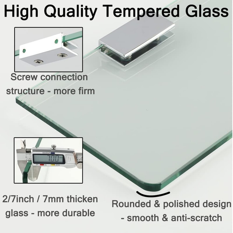 SAYAYO Floating Glass Shelves for Bathroom, Tempered Glass Shelf for