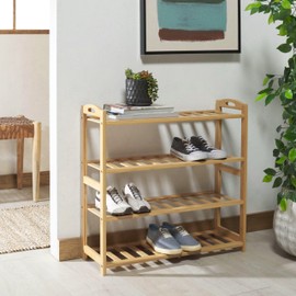 SAFAVIEH Home Collection Angford Natural Bamboo 4-Tier Shelf