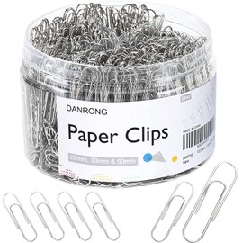DANRONG 650 PCS Paper Clips Assorted Sizes, Small Medium and Large (1.1", 1.3" & 2"), Paperclips for Office, School, Home Supplies-Silver