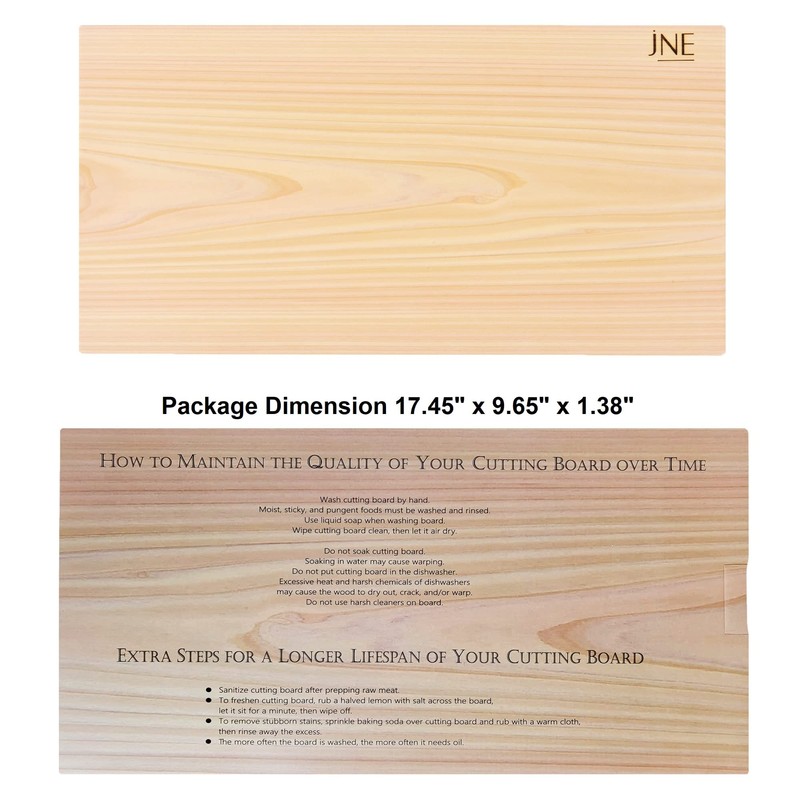 Hinoki Cypress Reversible Wood Cutting Board, 17.3" x 9.5" x1.2",