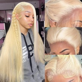 Usexy 24 Inch 13x6 HD Transparent Blonde Lace Front Wigs Human Hair 613 Lace Front Wig Human Hair Pre Plucked with Baby Hair 150% Density (613-28Inch)