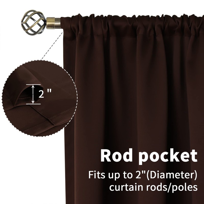 BGment Brown Blackout Curtains 45 Inch Long for Bedroom Kitchen