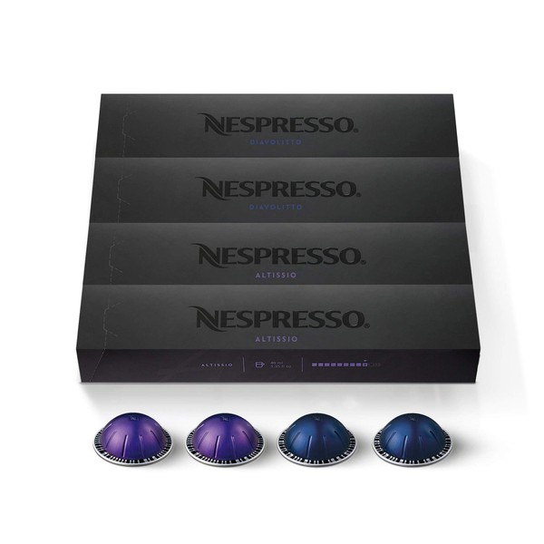 Nespresso Capsules VertuoLine, Espresso, Bold Variety Pack, Medium and Dark Roast Espresso Coffee, 40 Count Coffee Pods, Brews 1.35oz