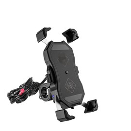 Soporte de navegación Cargador inalámbrico de 15 W Soporte para teléfono para motocicleta Soporte móvil para bicicleta Soporte para teléfono celular  