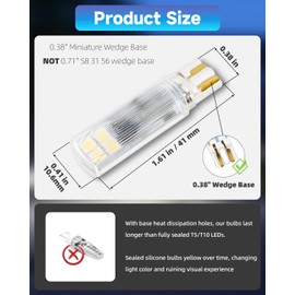 Noobibaba T5 Wedge Base LED Bulb 12V 1.5W T5 T10 Wedge Base LED Landscape Lights for 194 921 T10 7W 11 Watt Landscape Light Bulbs RV Camper Motorhome Dome Light 2700K Warm White 10-Count