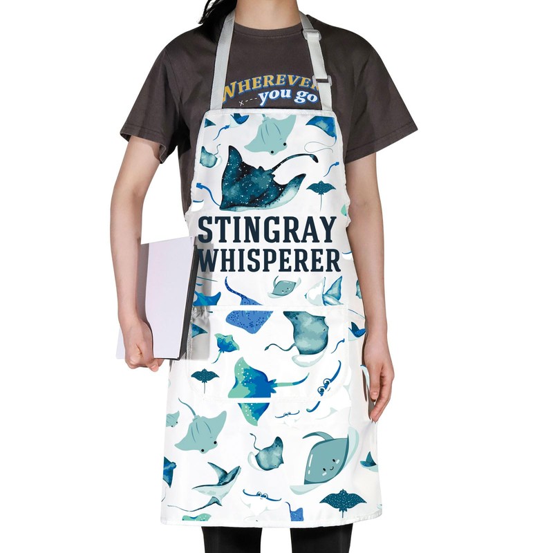 MYSOMY Stingray Kitchen Apron Stingray Lover Gift Stingray Manta Ray