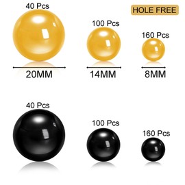 Okllen 600 Pcs Vase Filler Floating Pearls, Bulk Black Gold Pearls Bead for Centerpieces, Faux Pearls for Vase Candle Centerpiece, Wedding Birthday Party Table Decor, 8/14/20 mm, No Hole