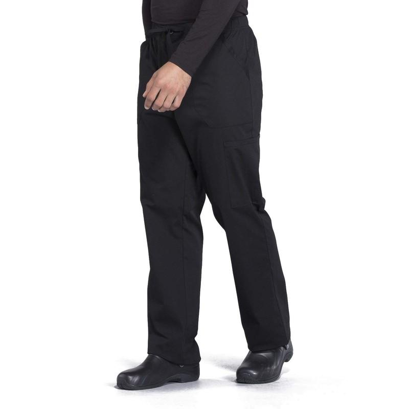 Cherokee Cherokee Workwear Professionals WW190 Mens Tapered Leg Pant,Black,Medium Short