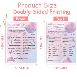 Guawubiang Music Decor Birthday Girl Party Cards, Who Knows The Birthday Girl Best Card, 30Pcs Birthday Game Cards Set, Birthday Party Games Creative Idea for Party