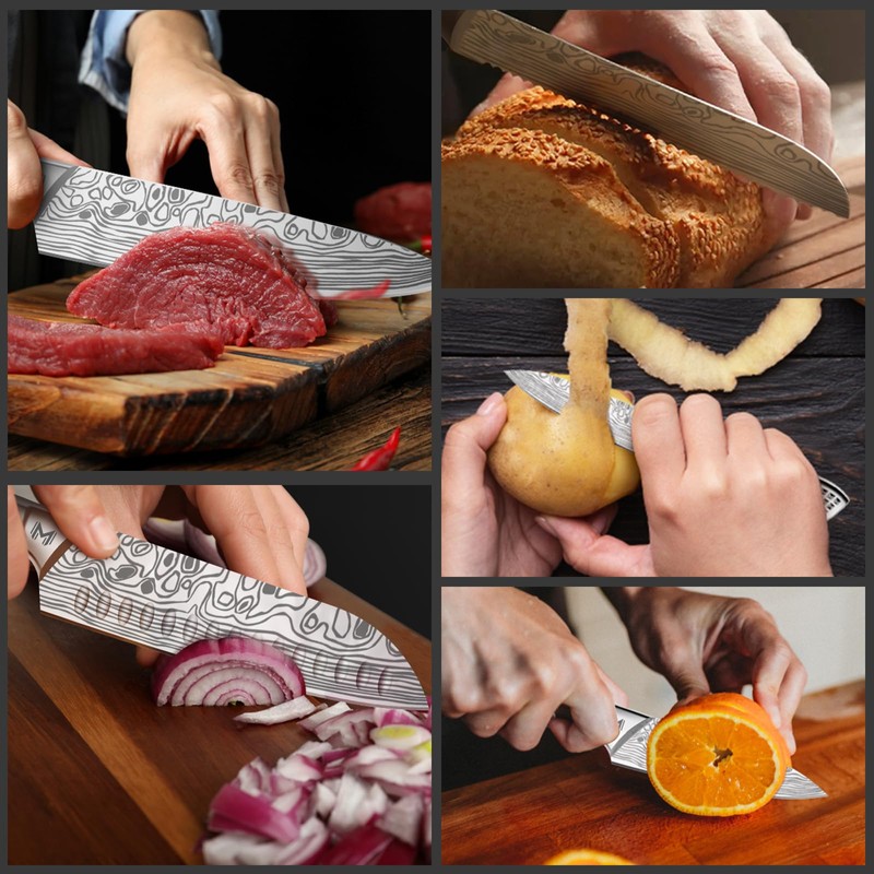 Meleho Kitchen Knife Set,12PCS Portable Kitchen Knife Set,High Carbon Stainless