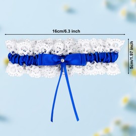 Mikovivi Lace Bridal Garter, Elegant Stretchable Bow Bride Wedding Garter Wedding Accessories for Women Girls Bridal Shower Parties (Royal Blue)
