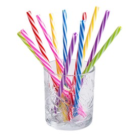 Boland 30297 - Reusable Straws, Pack of 12, Length 21 cm, Assorted Colours, with Cleaning Brush, Straw Set, Party Tableware, Drink
