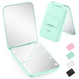 HOHOM Mini Travel Compact Mirror, 1X/3X Magnifying LED Pocket Travel Makeup Mirror for Women with Light for Purse, Double-Sided, Portable Folding Handheld, Small Lighted Mirrors for Girl