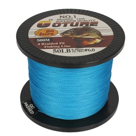 Goture Super Strength Braided Fishing Line - Abrasion Resistant - No Stretch & Low Memory - Thin Diameter - Braided Line, Blue, 4Strand-547Yds-20LB-0.18mm