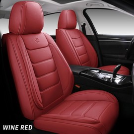 Isen-CoverAuto Full Coverage Faux Leather Car Seat Covers Full Set,Automotive Seat Covers for Cars,SUVs Pick-up Truck, Car Seat Cushion, Wine Red Seat Covers,Front Seat Cover,Car Seat Protector