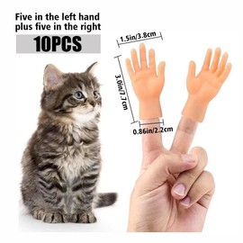 10 Pieces Mini Finger Hands Cat Toy - Tiny Cute Little Hand for Game Prank Gag Performance Party Favors Gifts