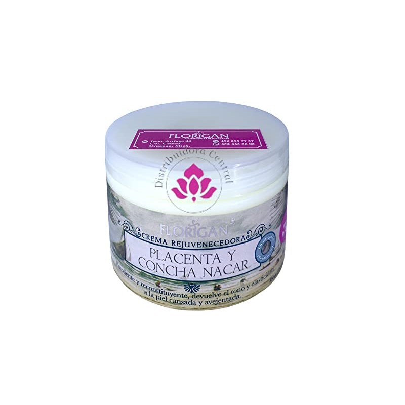 Crema Rejuvenecedora PLACENTA y CONCHA NÁCAR 350grs. FLORIGAN (3 piezas)