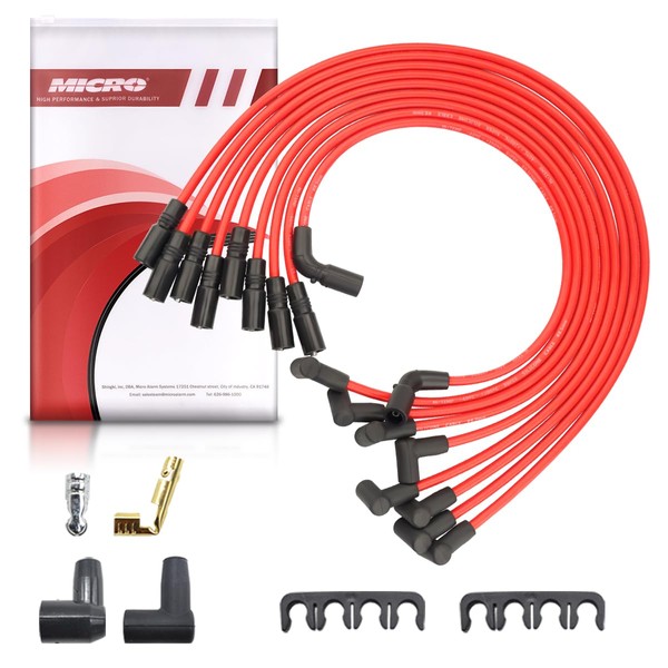 Micro Set of 9 Spark Plugs Wires Set Compatible with Chevrolet Blazer Silverado Oldsmobile GMC K1500 K2500 K3500 Sierra 4.3L V6 5.7L 5.0L V8 9746T