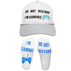 ANDOLO Do Not Disturb Gaming Socks, Beanie Cap Hat Valentines Fathers Day Christmas Gamer Gifts for Men Teenage Boys