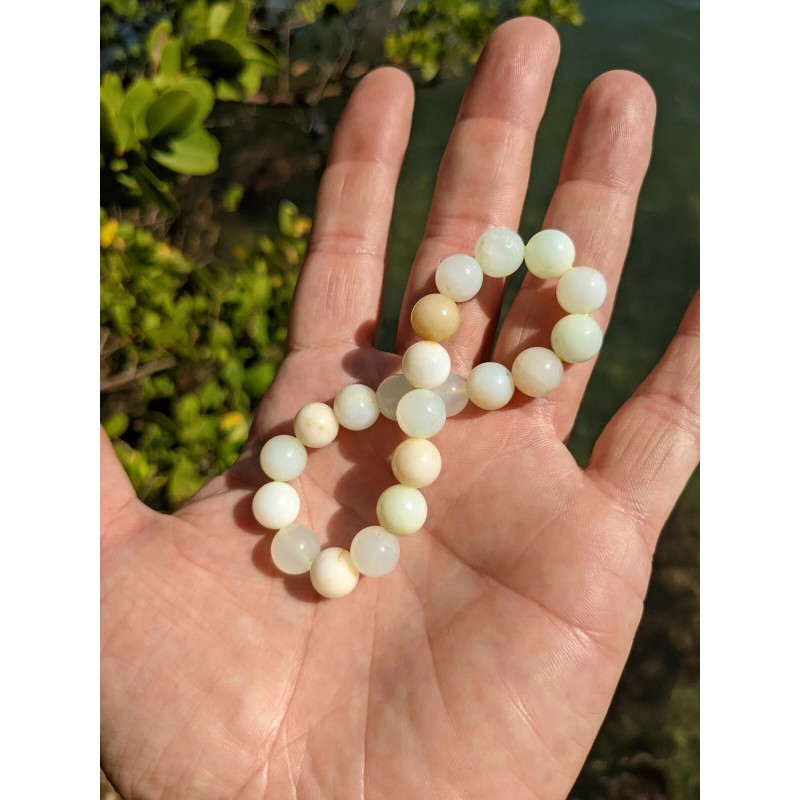 RAYON Green Opal Bead Bracelet Men Stretch 10mm 7, 7.5,