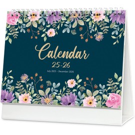 Small Flip Desk Calendar 2025-2026 - 8.8"x7.9" Standing Desk Calendar, 18 Months July 2025 to Dec 2026, Academic Year, Colorful Monthly Calendar