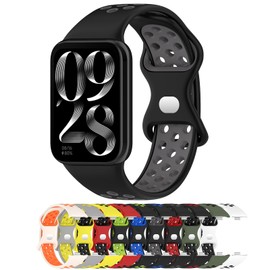 MOTONG Compatible with Xiaomi Band 8 Pro Replacement Band - Silicone Replacement Wrist Band Strap Compatible with Xiaomi Band 8 Pro(Silicone Black + Grey)