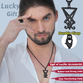 FaithHeart Satan Necklace for Male Punk Gothic Jewelry Satanic Symbol Sigil of Lucifer Pendant Charms for Female