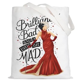 LEVLO Cruella Tote Bag Cruella Fans Gift Born Brilliant Bad And Alittle Mad Cruella Shoulder Bag Cruella Merchandise, Cruella Tote Bag, Medium