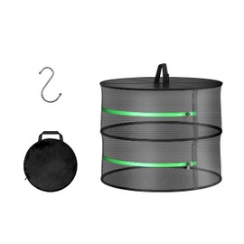 YSSOA Herb Drying Rack Hanging 2 Layer 24'' with Zipper & Hook, Dry Mesh Folding Basket Dryer for Plants, Herbs, Seeds and Buds in Grow Tent, Closet, Hydroponics, Garden Outdoor, New