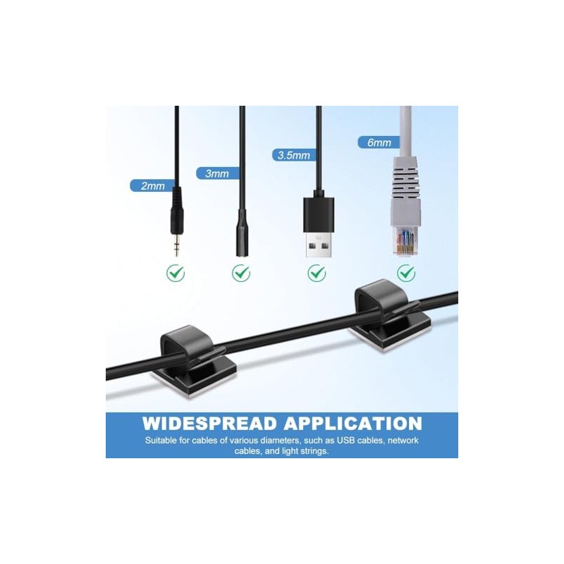 Clips Organizador de Cables Autoadhesivo,Soportes de Cable Adhesivos,para Gestión de