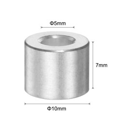sourcing map 20 Pcs Aluminum Spacers with 5mm Bore, 10mm OD, 7mm Length, Screw Spacer Bushing with Round Spacers for M5 Screws, Bolts and Rods