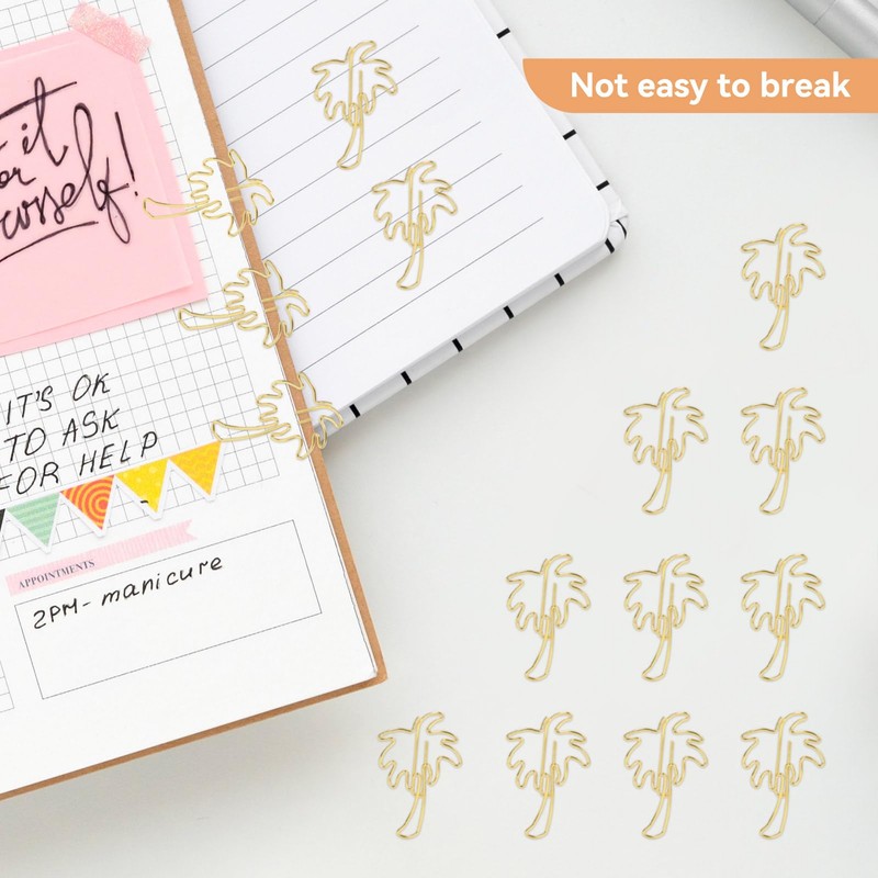 Small Paper Clips, 50PCS Gold Paperclips Cute Palm Tree Shaped