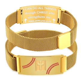 GLEZZA Baseball Bracelet Jewelry Gifts,Faith Cross Bracelets for Men Jewelry Gift Religious Baptism Easter Gifts for Teens Teams Son Grandson Brother,Adjustable Size