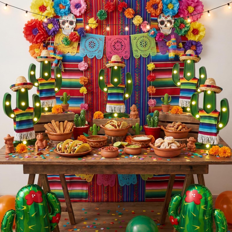 Honoson 6 Pcs LED Cactus Light Cinco De Mayo Decorations