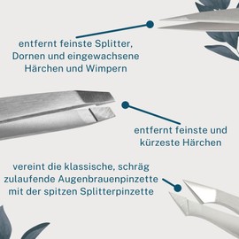 Remos Tweezers Set of 3 with Eyebrow, Splitter and Combination Tweezers in Satin