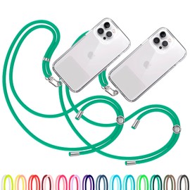 TBOC 2X Cell Phone Lanyard [Green] - Comfortable Universal Smartphone Lanyard - Easy to Use Neck Phone Holder [Clear Patch] - Adjustable Length Phone Strap Crossbody - Fits All Mobile Phones