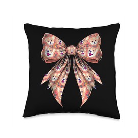 Coquette Bow Cute Welsh Pembroke Corgi Dog Pattern Throw Pillow
