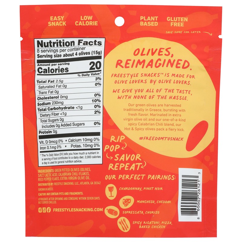 Freestyle Snacks Olives Green Hot Spicy 4 OZ