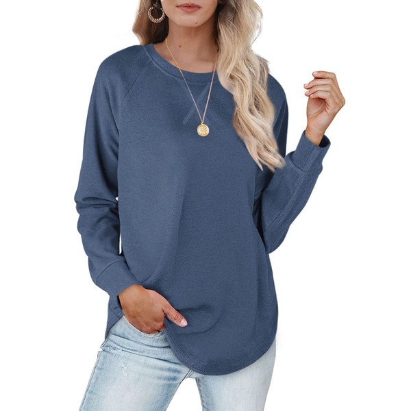 XIEERDUO Polyester Sweatshirt Women Tops Long Sleeve For Work Shirts For Women Bule L