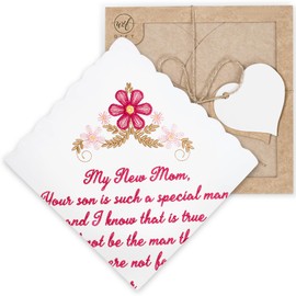 Mother of the Groom Gifts from Bride Embroidered Handkerchief, Something Old Something New Something Borrowed Something Blue Gift for Bride on Wedding Day Essentials, Mother in Law Wedding Gifts