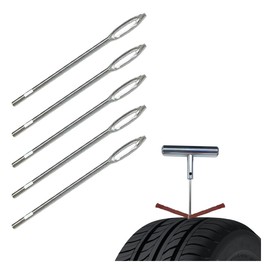LAINLOY Car Tire Repair Tool, Tire Plug Replacement Split Eye Needles, T Handle Tire Spikes, Flat Metal Tire Repair Needle Kit (5PCS)